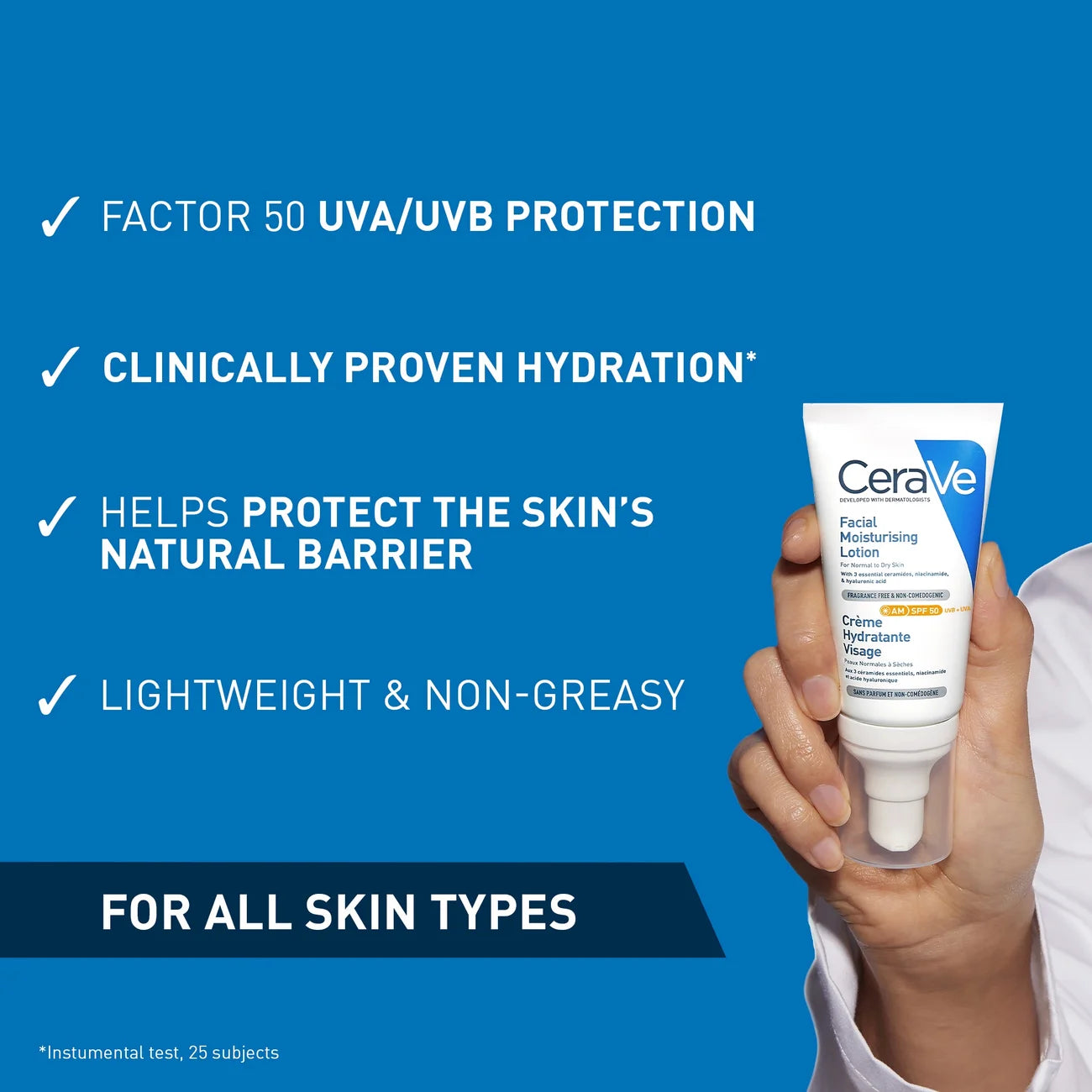 CeraVe Cleanse and Protect Face Routine for Dry Skin, Hydrating Cleanser and Facial Moisturiser with SPF 50