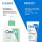 CeraVe Morning Cleanse and Protect Duo for Oily Skin, Cleanser with Niacinamide and Moisturiser with SPF 50 and Hyaluronic Acid