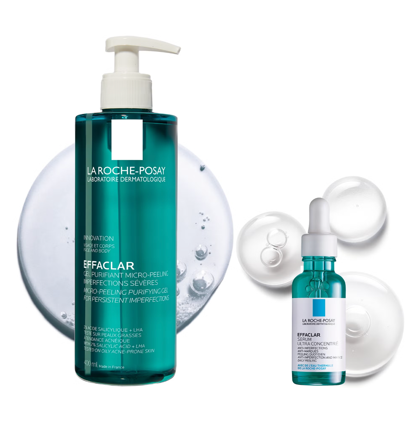 La Roche-Posay Breakout-Fighting Duo- High Strength: Effaclar Micro-Peeling Cleanser and Anti-Blemish Triple-Acid Serum