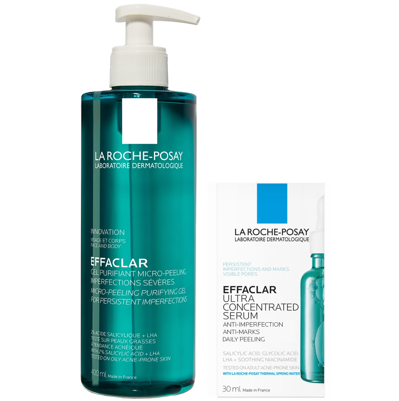 La Roche-Posay Breakout-Fighting Duo- High Strength: Effaclar Micro-Peeling Cleanser and Anti-Blemish Triple-Acid Serum