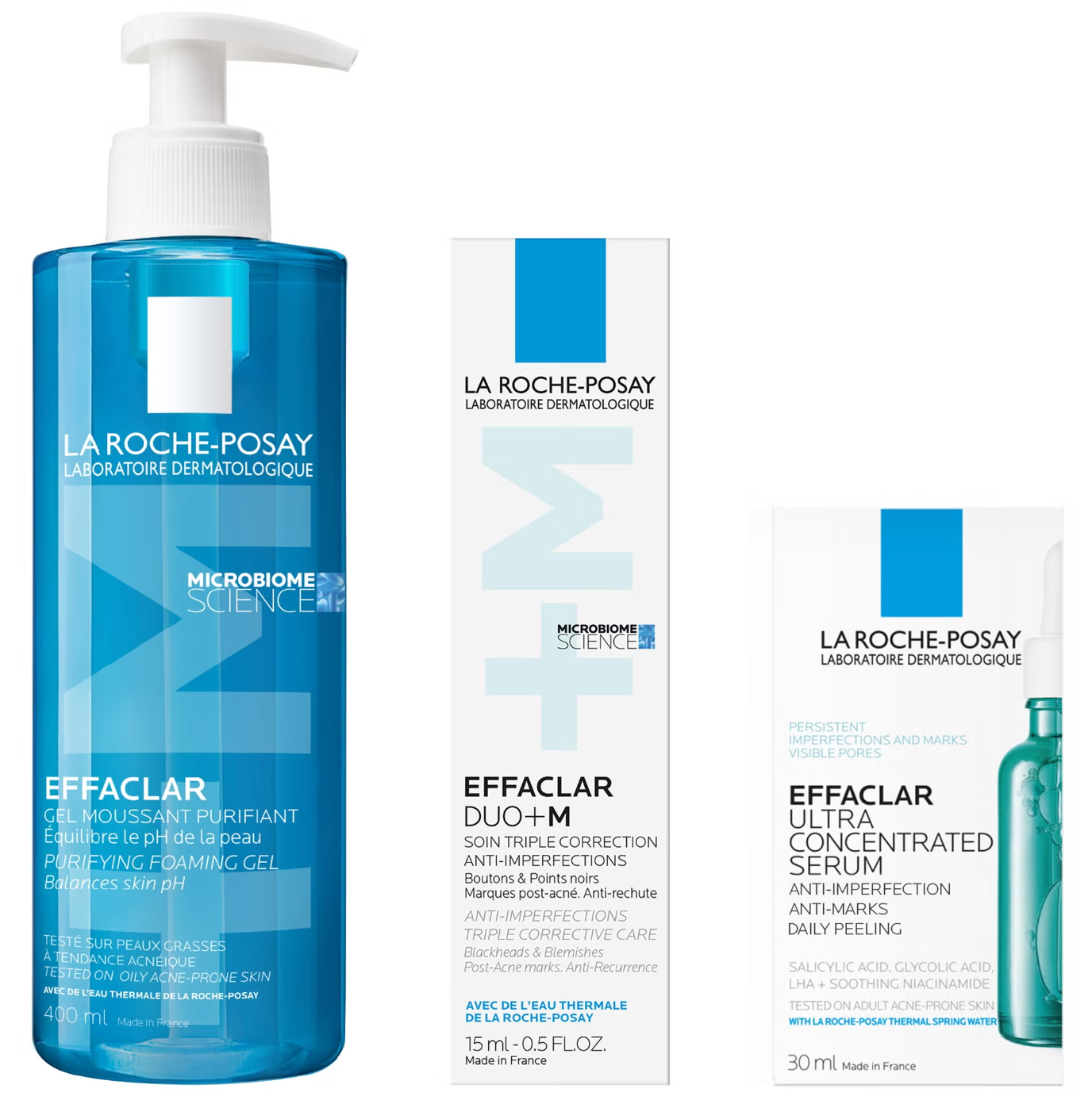 La Roche-Posay Breakout-Fighting Set- High Strength: Effaclar Cleanser, Serum and Corrective Care