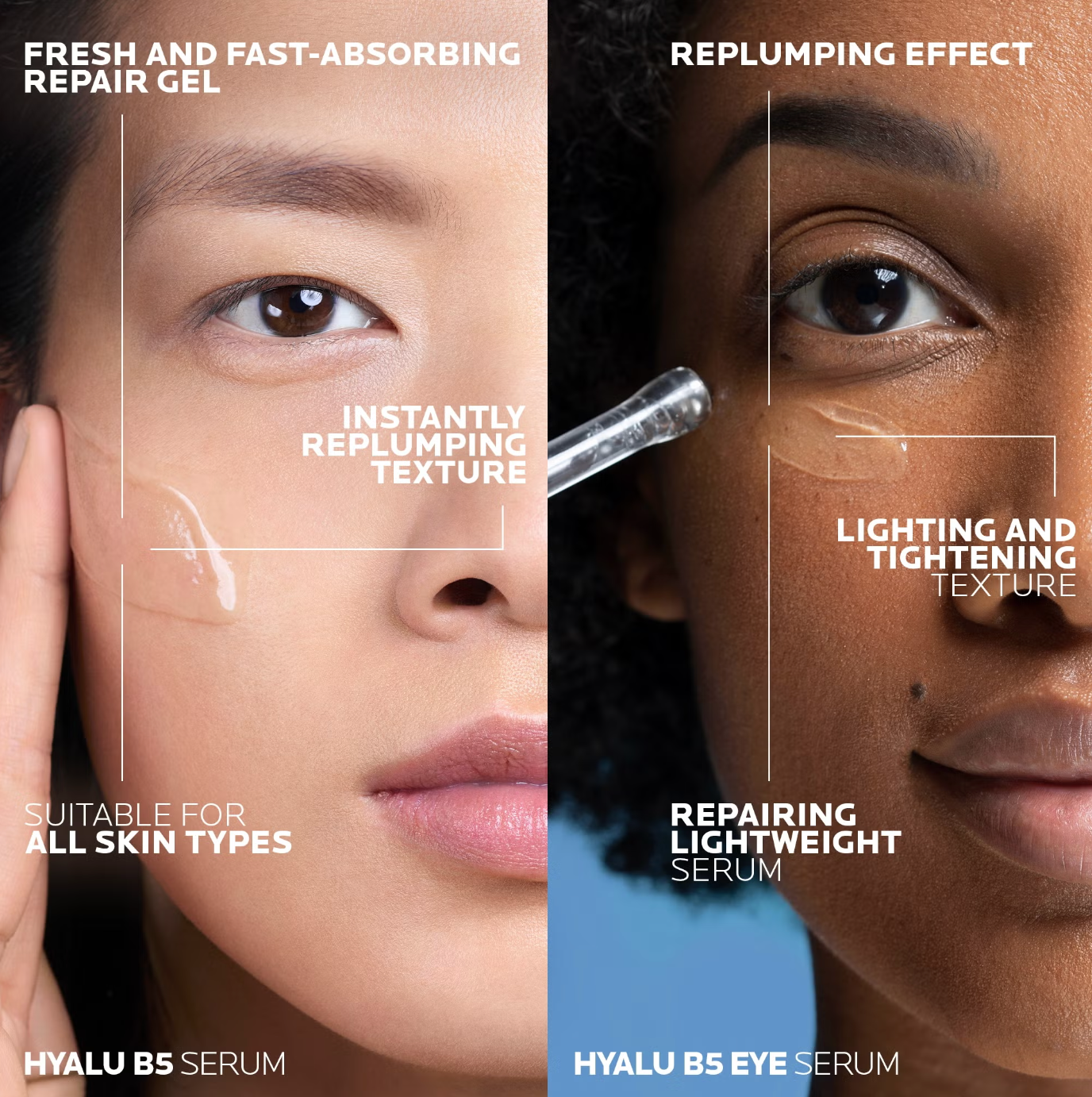 La Roche-Posay Replump and Hydrate Hyalu B5 Duo: Face Serum and Eye Cream Hyaluronic Acid Concentrated Care