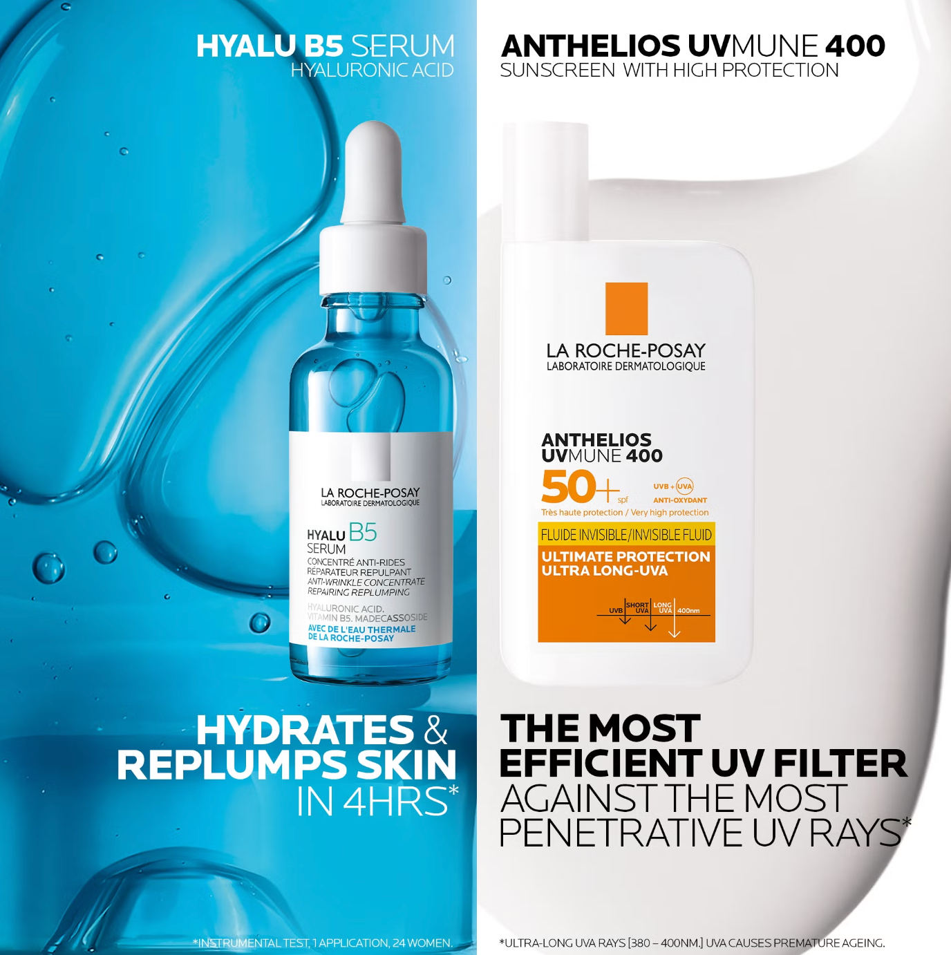 La Roche-Posay Daily Replump and Protect Set: Hyalu B5 Hyaluronic Acid Serum + SPF50+