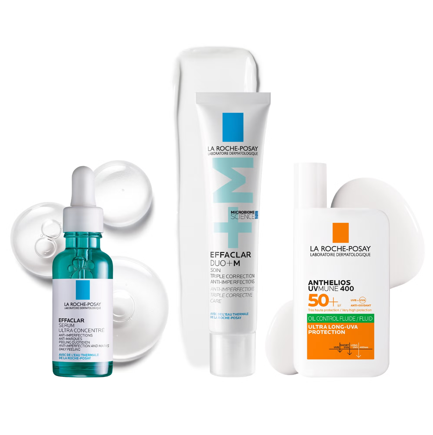 La Roche-Posay Breakout-Fighting and Post-Acne Mark Set: Effaclar Serum, Duo+M Anti Blemish Corrective Care and SPF50+