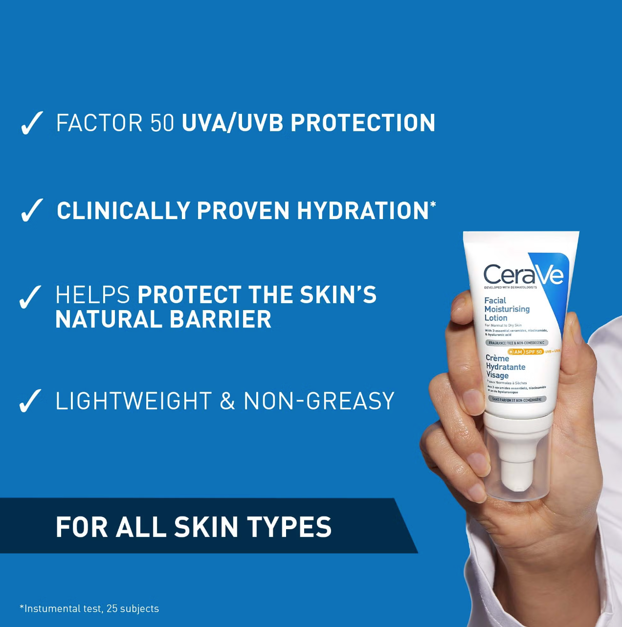 CeraVe AM Facial Moisturising Lotion SPF50 for Normal to Dry Skin 52ml