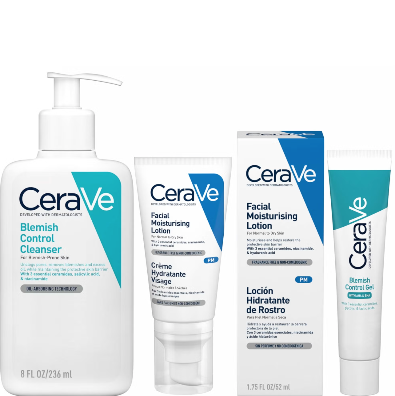 CeraVe 3-Step Blemish Control and Moisturising Evening Routine for Oily to Blemish-Prone Skin with Salicylic Acid