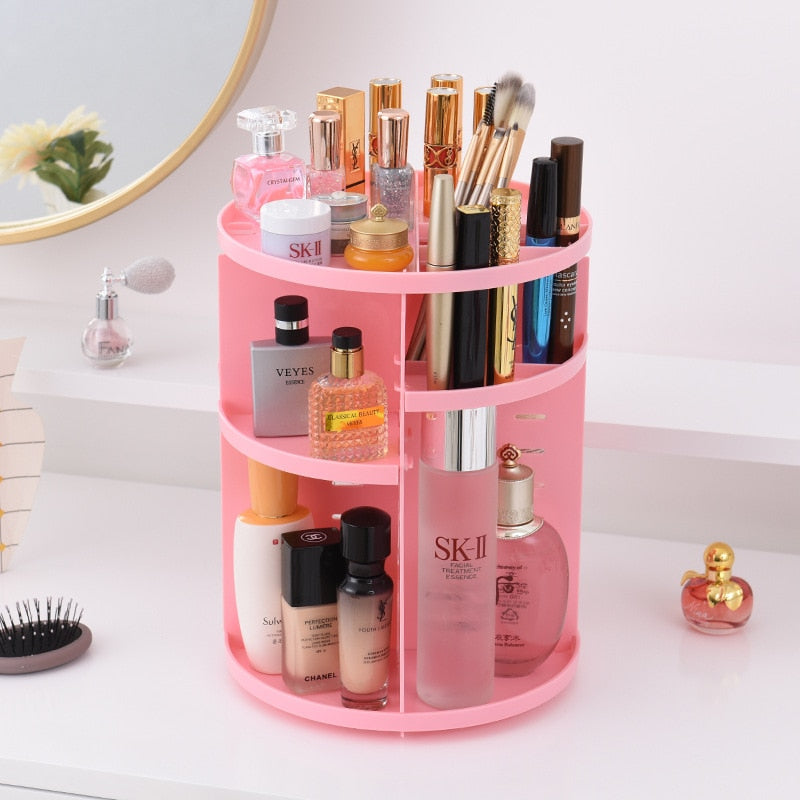 pink 360 Rotating Make Up Organizer