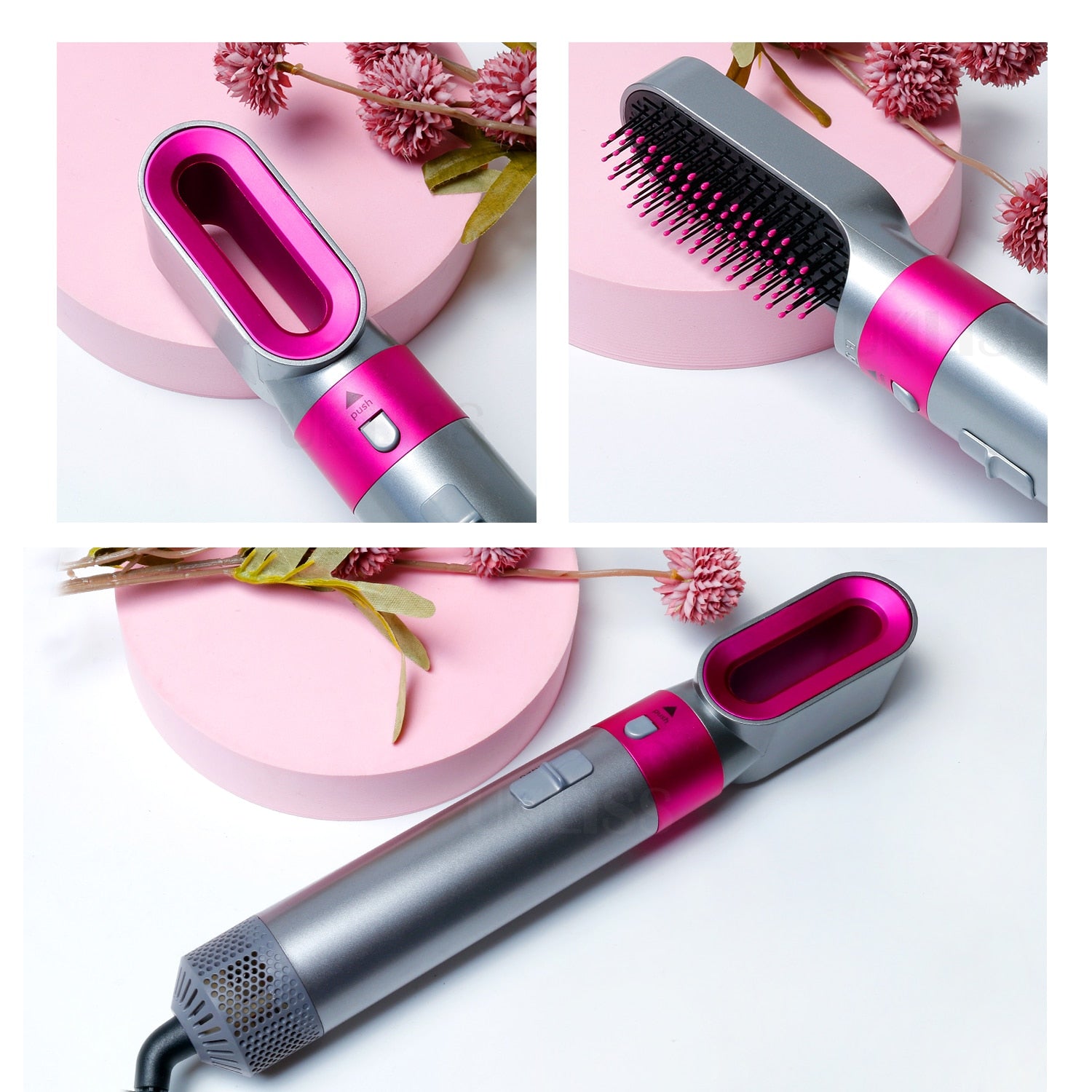 Hair Dryer Brush 5 In 1 Hair Blower Hot Air Styler Comb Automatic Hair  Curler - Prix en Algérie