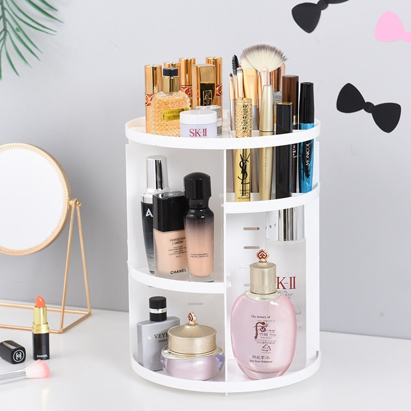 white 360 Rotating Make Up Organizer