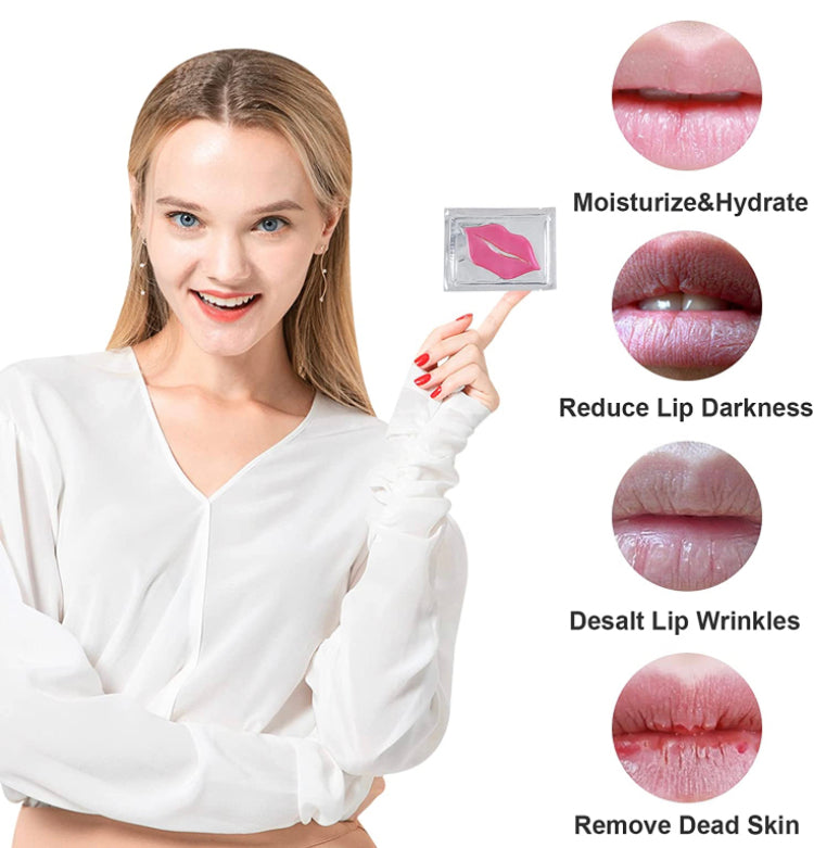 Collagen Crystal Lip Masks (10pcs), Collagen Lip Pads Great for Moisturizing, Remove Dead Skin, Anti Chapped & Anti-Aging and Plump Your Lips (Free Shipping)